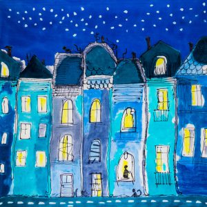 Gawroszka jedwabna ręcznie malowana