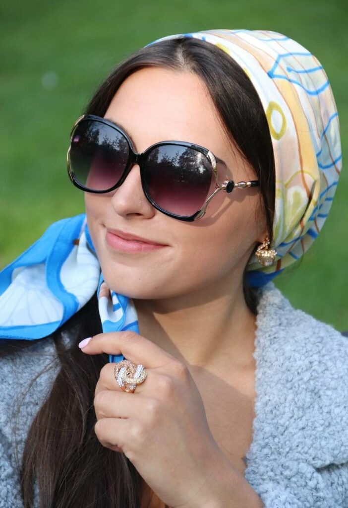 chusta jedwabna na włosy ręcznie malowana