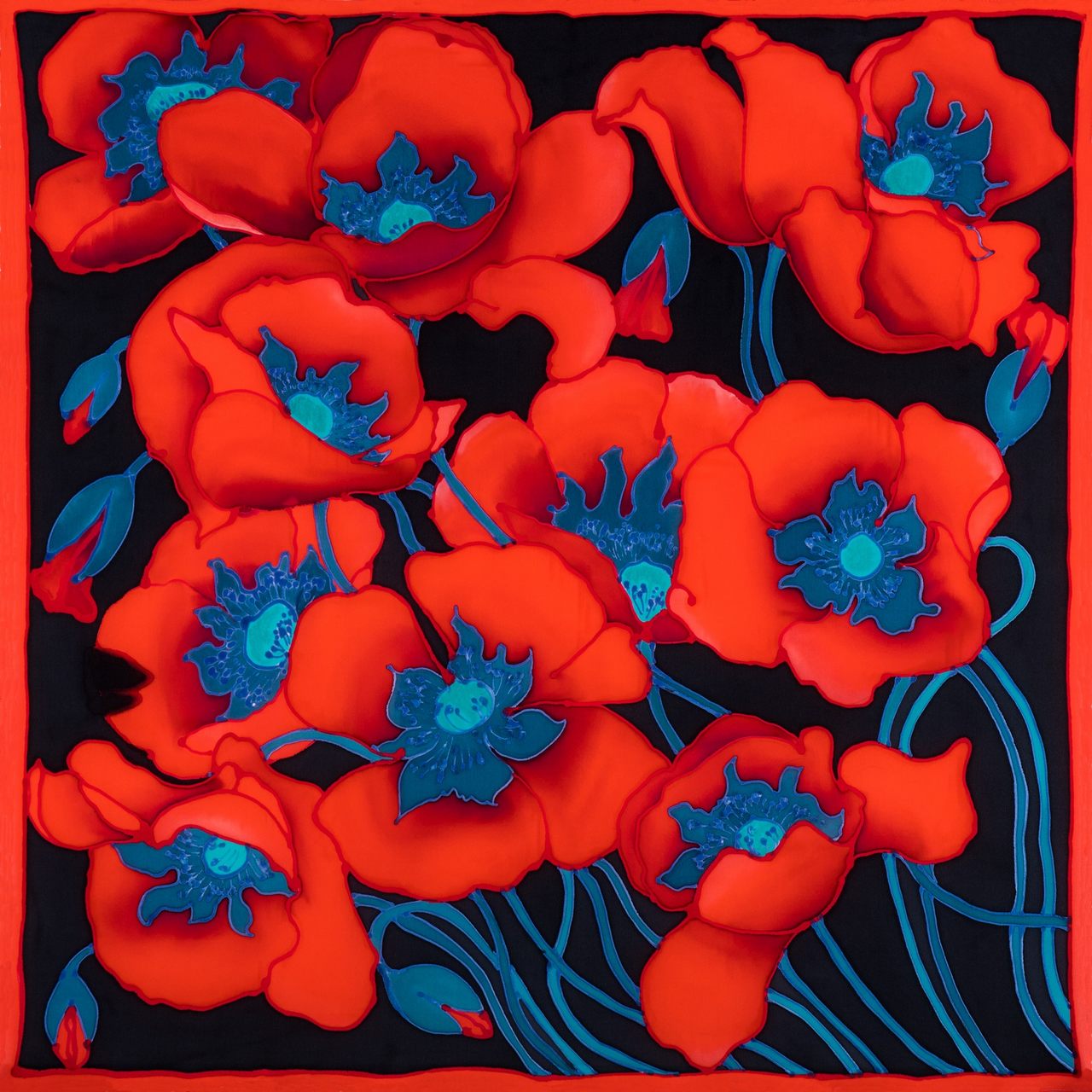 apaszka w maki czerwona